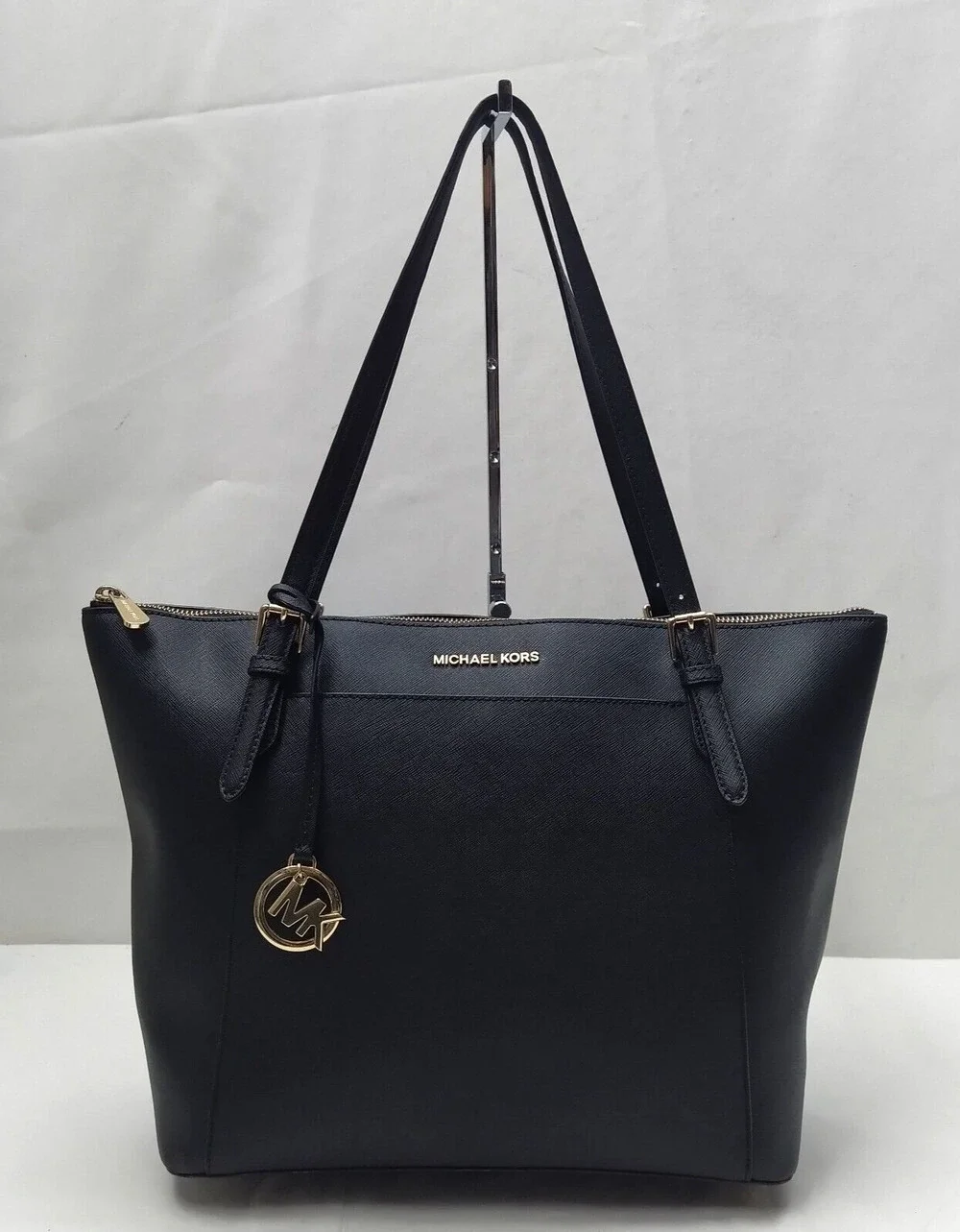 Michael Kors Jet Set Black Leather Double Handles Tote Shoulder Bag